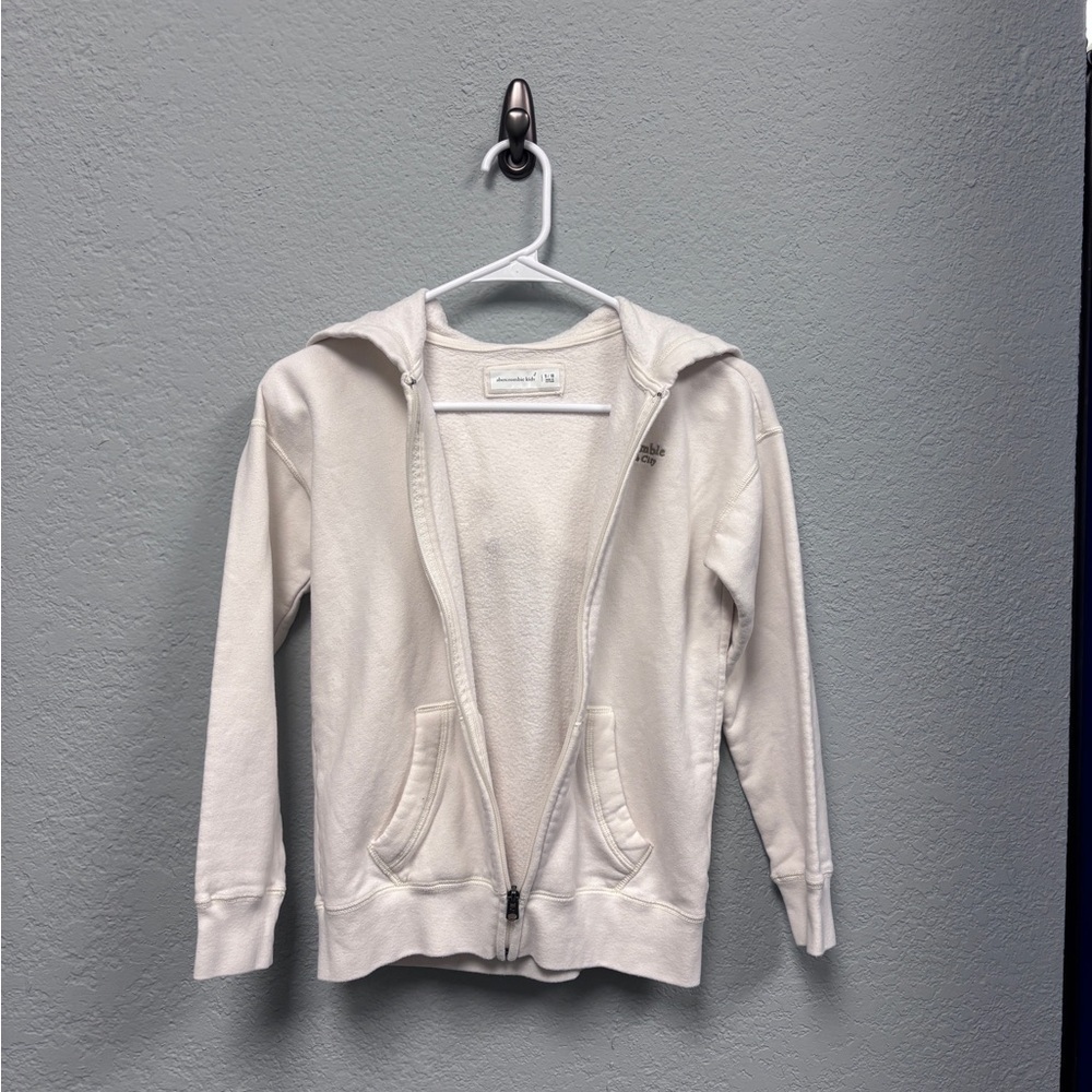 Abercrombie Kids 9-10yo Soft White/Cream Full Zip Hoodie, EUC - Picture 6 of 13